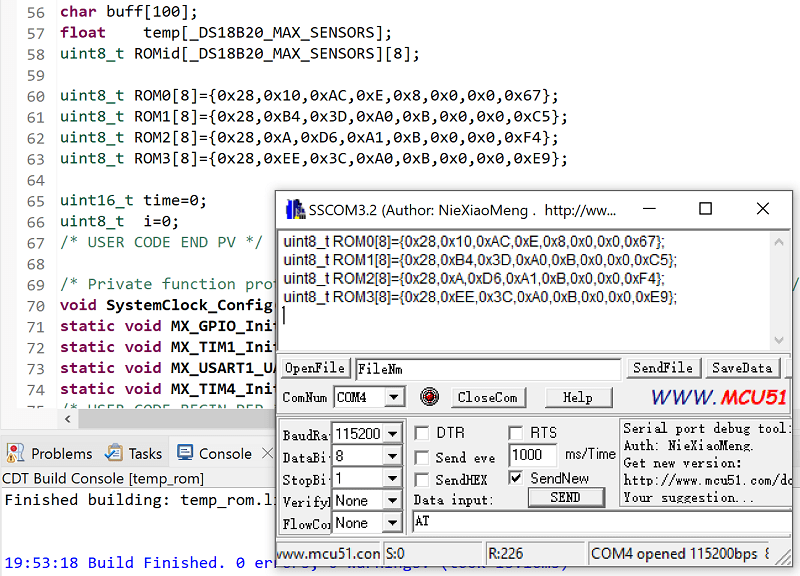 خواندن rom سنسور ds18b20