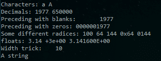 نمایش انواع متغیرها در printf